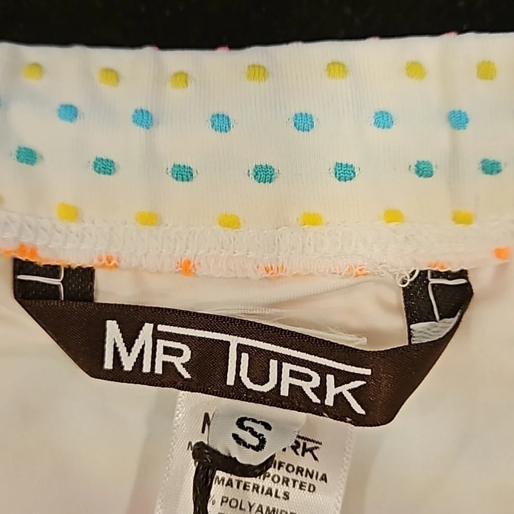 MR TURK Sorrento Swim Trunk ~ White Dotted Stripe Swim Knit Small S NWT